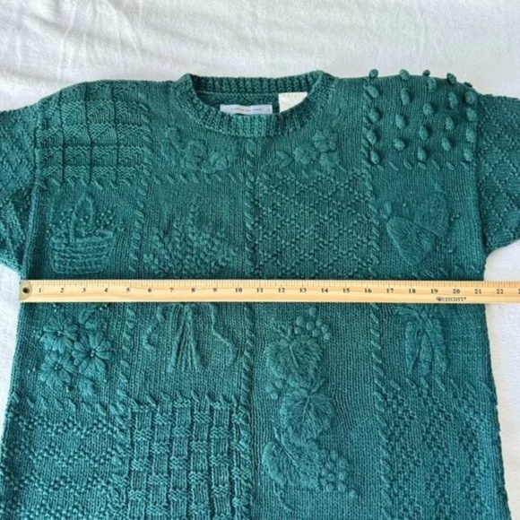 Vintage grandmacore cottagecore 80s 90s hand knit embroidered sweater - Picture 5 of 7